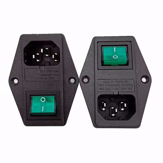 IEC Electrical Switch Connector Female Plug AC Power Inlet Medical Industrial Socket with Double Fuse