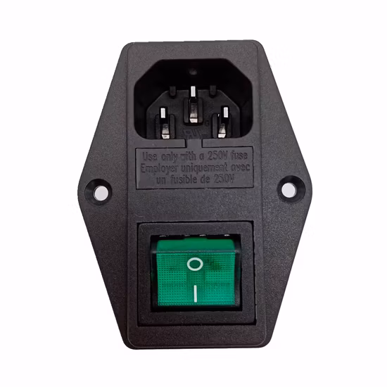 IEC Electrical Switch Connector Female Plug AC Power Inlet Medical Industrial Socket with Double Fuse