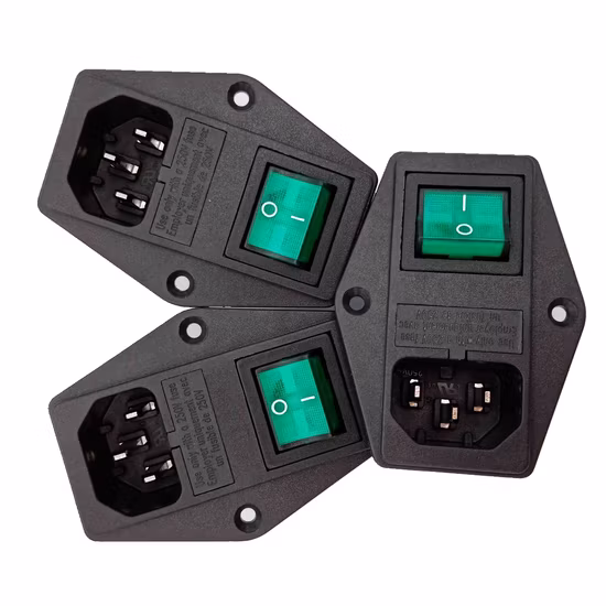 IEC Electrical Switch Connector Female Plug AC Power Inlet Medical Industrial Socket with Double Fuse