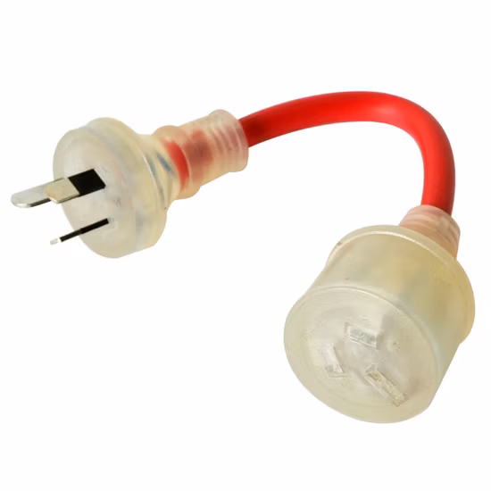 Prise de câbles d'extension de courant alternatif approuvée par SAA équipée d'une lumière LED